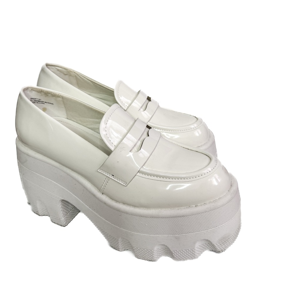 Women's Chunky White Platform Loafers